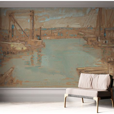 Selbstklebend Tapete modern - Wanddeko für Küche - Klebefolie Wand - luxus Look Hafenansichten 312x219 cm (1/5)