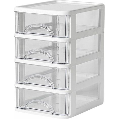 Boîte de rangement de bureau à 4 compartiments, petit tiroir transparent, organisateur de comptoir, gain de place à la maison (1/5)