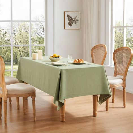 Nappe texturée en lin basique, 135200cm, nappe rectangulaire verte de style ferme, nappe lourde lavable et infroissable