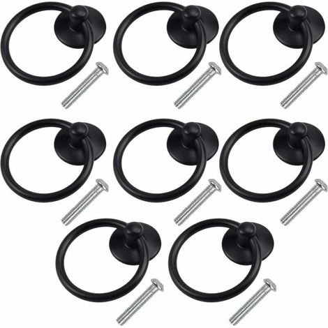 8 Pcs Bouton de Porte Vintage Poignee de Meuble Ronde Poignée D'armoire Classique Tiroir Bague Poignée de Traction Poignées de Tirage Antique Bouton de Meuble pour Cuisine Armoire Placard Commode (Noi (1/4)