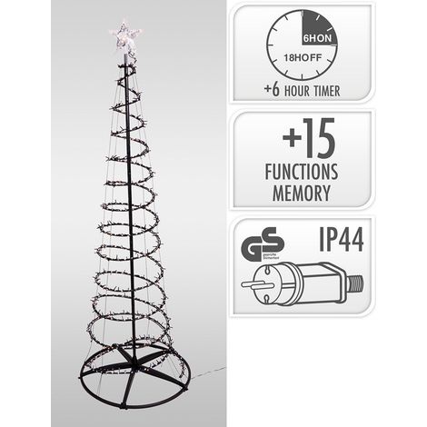 Árbol de navidad desplegable con estrella, 640 leds, luz blanca cálida, uso exterior, 180 cm