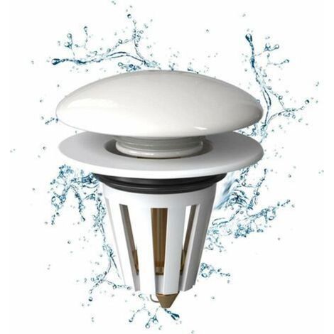 Bouchon Lavabo 1 Pièce, Blanc Céramique Bonde de Lavabo Pop Up Universel Bouchon Lavabo Universel de Vidange Anti Bloqué,Convient Pour Salle de Bain et WC Bouchon (1/4)
