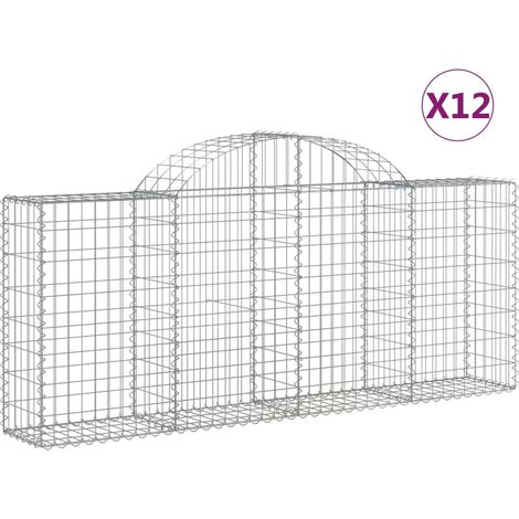Maison Exclusive - Paniers à gabions arqués 12 pcs 200x30x80/100 cm Fer galvanisé