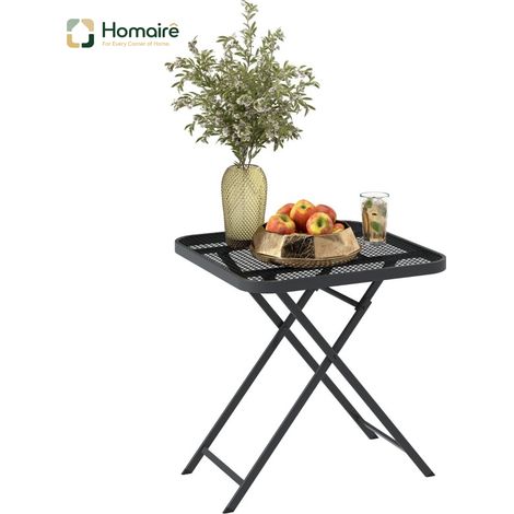 HOMAIRE Gartentisch klappbar quadratisch wetterfest Schwarz für Garten Terrasse Balkon