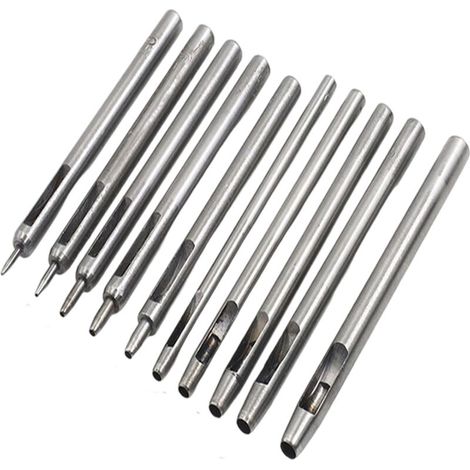 10-Piece Leather Hole Punch Set, Hollow Punch, Round Steel Leather Hole Punch Set for Watch Straps and Belts, 0.5mm-5mm