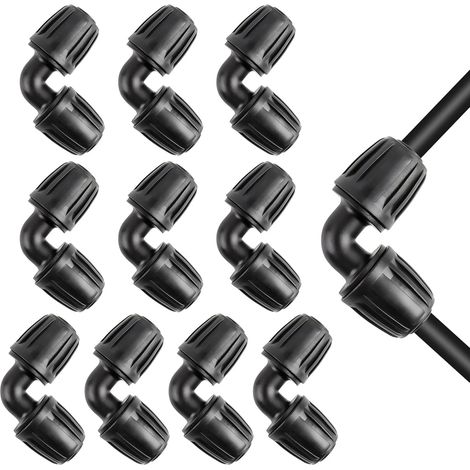 Lot de 10 raccords de tuyau d'irrigation PE 16 mm, coudes anti-goutte à barbes, accessoires agricoles, colliers de serrage pour jardin, pelouse, ferme (1/5)