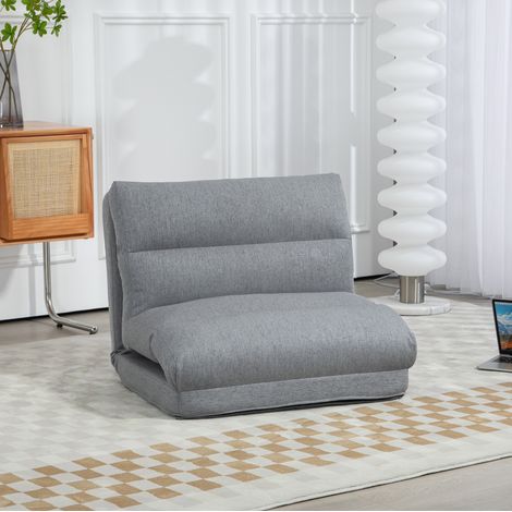 MEUBLIV Sillón de suelo plegable gris – respaldo ajustable en 6 posiciones, función cama (1/5)