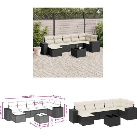 8-tlg. Garten-Sofagarnitur mit Kissen Schwarz Poly Rattan - Gartenmöbel - Esstischgarnituren - Outdoor Möbel - Lounge Set - Rattan Gartenmöbel - Home & Living (1/3)