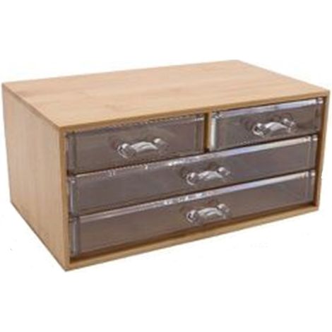 Cleafe - Porta Gioielli Cosmetici Con 4 Cassetti Organizzatore Casa In Legno 24.3x15.3x11cm 10832 -