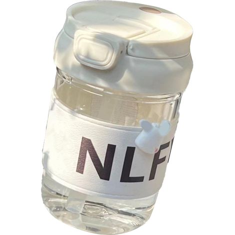 420-ml-Trinkbecher aus Kunststoff mit Deckel, Strohhalmfach, Hundemotiv, tragbarer Trinkbecher für Fitnessstudio, Klettern, Wandern und Outdoor-Sportarten, Weiß (1/5)