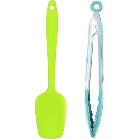 Ensemble de 2 ustensiles de cuisine en silicone faciles à nettoyer, compatibles avec les poêles antiadhésives. (1/5)