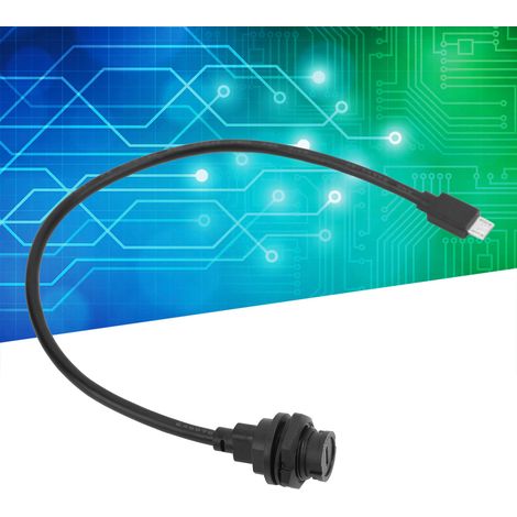 Wasserdichter USB-Anschluss E10MC-BF-F/MC-AM, Micro-USB-Buchse/Stecker mit rückseitigem Anschluss für Kabel, 0,3 m Länge (1/5)