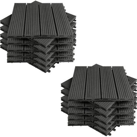 WOLTU WPC Carrelage de sol 30x30cm, Revêtement de sol pour extérieur en composite bois-plastique, Anthracite(22 pièces/2 m²)GTF001an-2