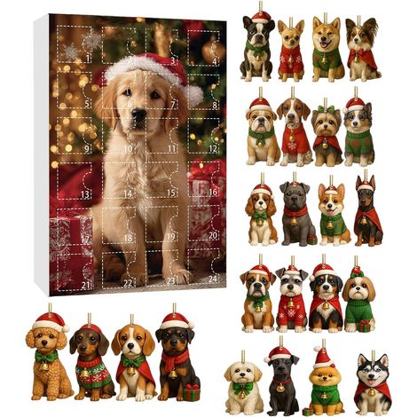 Calendrier de l'Avent Décoration Chien Compte À Rebours  Décorations Chien Sapin De Noël Pendentif Amoureux Des Animaux Pour Décoration Maison, Sapin, Bureau, Cheminée, Fenêtre De (1/5)
