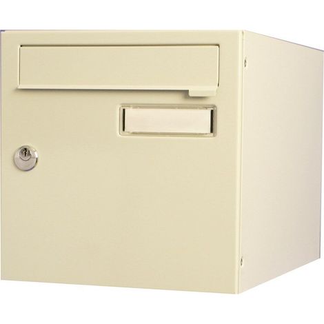Renz – Boîte aux lettres normalisée 1 porte murale en acier époxy beige – Système de fermeture à 8 points – Résistante à 150 kg d'arrachement