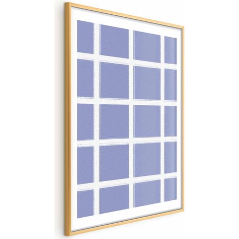 Poster – Weiße Linien – ein Raster mit großem Maschenmuster auf blauem Hintergrund (1/4)