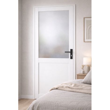 Blocco Porta Athena BIANCO H204 x L73 Dimensioni Tavolo a Spinta Sinistra + Maniglia