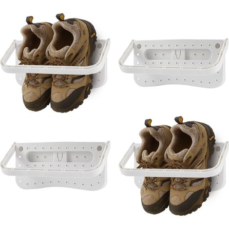 4Pcs Shoe Slots 27.9X14.5X2CM Wall Mounted Shoes Rack Shoe Holder Foldable Campervan Storage Ideas Wall Mounted Shoe Rack Hanging Shelf Door Shoes Hangers for Entryway Over the Door Shoe Hangers (1/5)