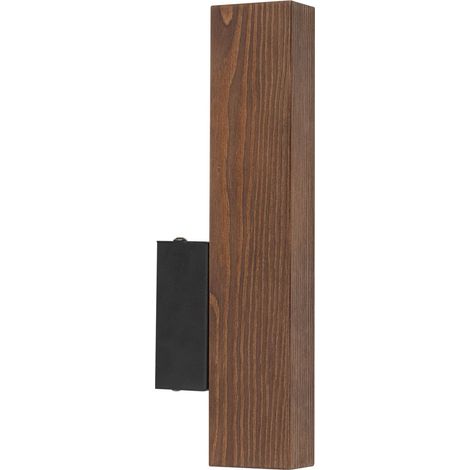LED Wandleuchte Holz Metall 3000 K warmweiß 270 lm 31 cm hoch Schwarz Walnuss länglich Modern