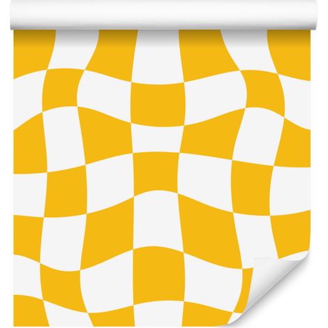 Carta da parati a scacchiera oro e bianca gratuita per soggiorno e camera da letto 50x1000 cm (1/5)