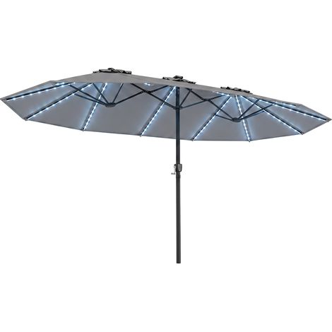 CASART 15ft Double-Sided Outdoor Patio Umbrella w/144 Solar LED Lights (1/5)