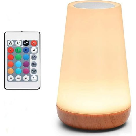 Veilleuse tactile, lampe de chevet, lampe de bureau à intensité variable avec télécommande et changement de couleur RGB, lampe de chevet portable pour chambre et salon (1/5)