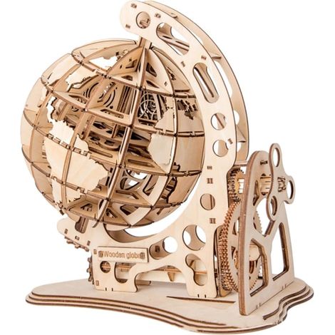 Ornement en Bois à Assembler 3D Créatif, Décoration Artisanale DIY, Modèle Globe Délicat en Bois Naturel, Décor Intérieur, Kit de Blocs de Construction pour Loisirs Créatifs (1/5)