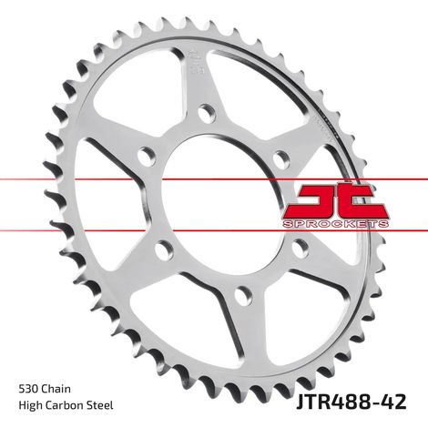 Corona posteriore in acciaio JT R488-42, 42 denti, misura 530 (1/2)