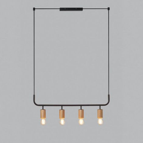 Suspension horizontale 4 lampes bois clair Copa (1/5)