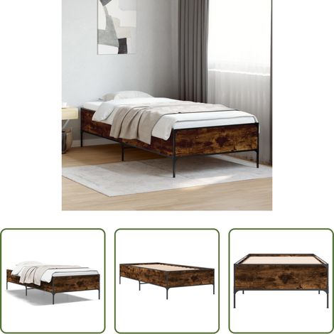 Lit chêne - Cadre de lit sans matelas chêne fumé 75x190 cm (1/5)