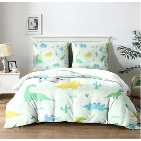Housse de Couette et Parure de Lit sur Le Thème des Dinosaures pour Ensemble de Lit 3 Pièces 200x200 cm Confort Respiration - ELO (1/3)