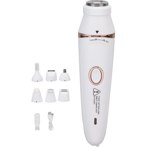 Tondeuse à cheveux 7 en 1, rechargeable USB, sans fil, blanche, lavable pour tout le corps, coupe-cheveux professionnel (1/5)