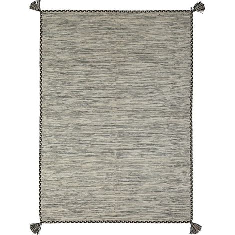 SAHARA - Tapis 100% coton tissé et tressé blanc 160x230 (1/5)