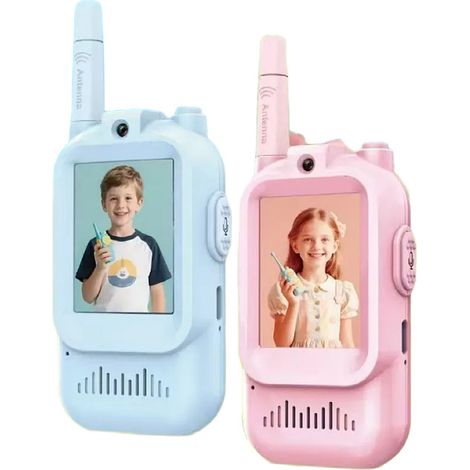 Talkies-walkies vidéo pour enfants, lot de 2, radios bidirectionnelles rechargeables pour enfants de 3 à 12 ans, idéales pour l'aventure, le camping et les activités de plein air. (1/3)