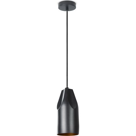 Paco Home Hängeleuchte Wohnzimmer Esstisch Küchenlampe 1,5m Textilkabel Industriell Schwarz-Gold, Pendelleuchte - Typ 1