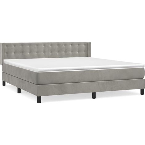 Maison Exclusive - Giroletto a Molle con Materasso Grigio Chiaro 160x200cm Velluto (1/5)