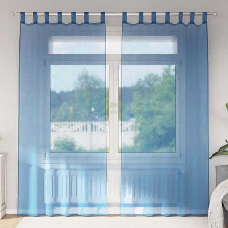 Cortinas de gasa con bolsillos para varillas 2 uds. azul real vidaXL