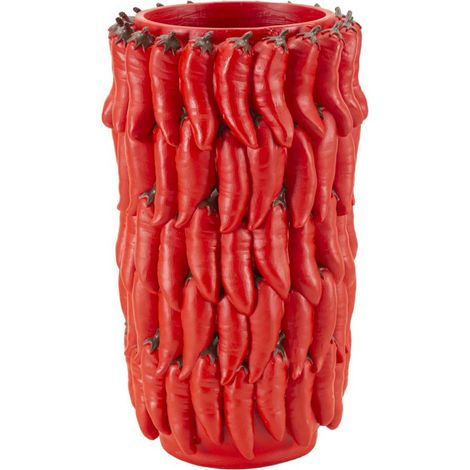 Vaso Chili rosso in resina a grappolo di peperoncini 20x34 cm