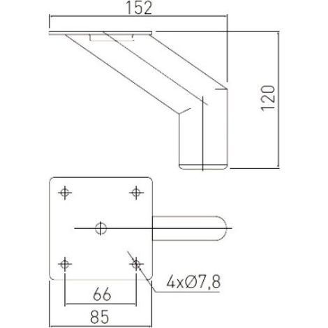 Pied de meuble en acier Stomp - hauteur 120 mm - platine 85 x 85 mm - finition noir mat - SYNERCIA