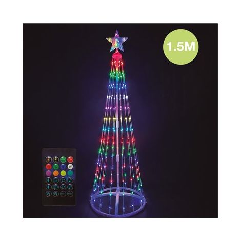 Árbol LED inteligente vía bluetooth y mando Kiondo 1,5M 24 funciones RGB IP44 (1/6)