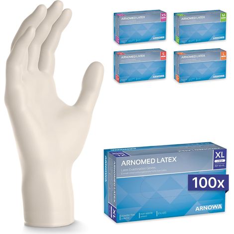 100x Gants jetables en latex taille XL blanc, Gants jetables de chirurgie et de laboratoire, Gants à usage unique en nitrile, Moufles en latex en XS, S, M, L, XL, XXL (1/5)