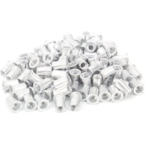 Ulisem Lot de 100 écrous à rivets M8 à tête plate en aluminium pour acier, alliage, cuivre, plastique (1/5)