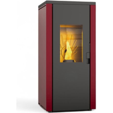 Stufa a pellet in acciaio 9.2 Kw A+ con uscita fumi posteriore e pressostato Queen 92 EVO 5.0 - Bordeaux