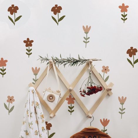 Lntyq 72 pcs autocollants muraux, autocollants muraux à décoller et à coller, décorations murales en PVC transparent pour la rénovation de la chambre d'enfants et de la salle de jeux, fleurs (1/5)