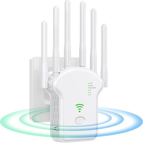 Répéteur WiFi Puissant, 1200Mbps Amplificateur WiFi sans Fil Puissant 5GHz & 2.4GHz avec Modes Répéteur/Routeur/AP, WiFi Extender Compatible avec Toutes Les Box (1/5)