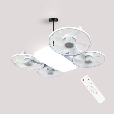 Ventilateur plafond avec lumiere, 50W E27 Ampoule Ventilateur Plafond, 3 Vitesses,3000K-6500K ventilateur plafond silencieux, Dimmable Ventilateur Plafond LED pour Chambre, Salon (white) (1/5)