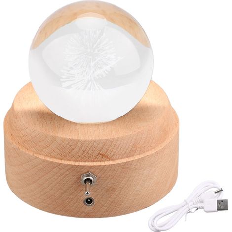 Drehbare 3D-Kristallkugel-Spieluhr auf Holzsockel – Farbenfrohes Nachtlicht als Geschenk für Frauen und Mädchen – Magische Lichteffekte (1/5)