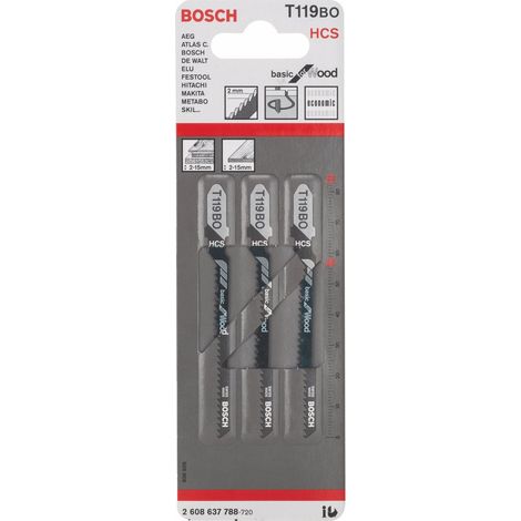 Bosch 3x lama per seghetto alternativo T 119 BO Basic for Wood - 2608637788