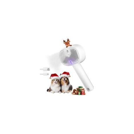 Brosse à Vapeur 4-en-1 pour Chats & Chiens, Rechargeable à Auto-nettoyage (2 modes pulvérisation, réservoir grand) : Épilation, élimination poils, massage (poils longs/courts) - Crezuo