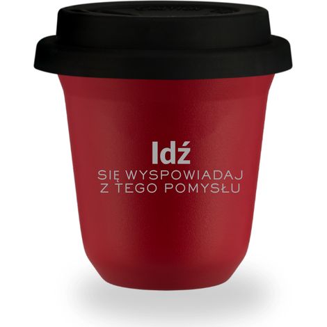 Mug rouge de 80 ml « Allez avouer cette idée », avec couvercle noir